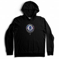 Худи хлопковое футбольного клуба Челси принт Chelsea в стиле жидкий металл Худи хлопковое футбольного клуба Челси принт Chelsea в стиле жидкий металл